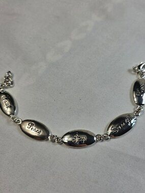 Inspired Expressions Reversible Word Bracelet Silver Tone Faith Hope Love NIB